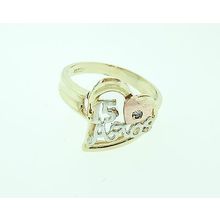 14k Solid Gold Multi Tone Sweet 15 Heart Ring Size 8 15 Años De Oro 4.1 grams