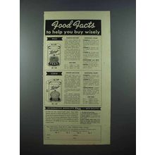 1940 Libby's Peas, Corn Ad - Food Facts