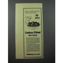 1940 Lindsay Pitted Ripe Olives Ad - Padres Never Knew