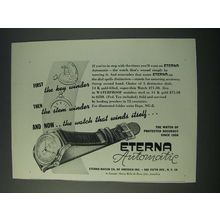 1948 Eterna Automatic Watch Ad - First the Key Winder Then the Stem Winder