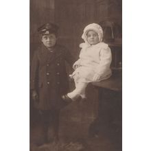 Child Dressed as Military Soldier Antique Fancy Dress Postcard