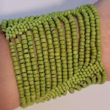 Green Beaded Stretch Bracelet