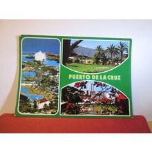 multiview, PUERTO DE LA CRUZ, TENERIFE, SPAIN used postcard 1980 pm =