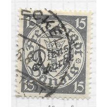 DANZIG 1924 OFFICIAL STAMP 15pf GREY OVERPRINT Dienst-marke COAT OF ARMS USED