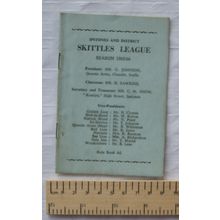 1965/66 Ipstones & District Skittles League Rule Book & Fixture list