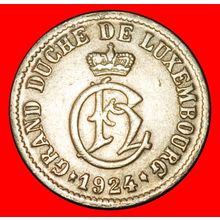 Ⰶ BELGIUM:LUXEMBOURG★5 CENTIMES 1924 CROWN & DEFORMED STARS★LOW START★NO RESERVE