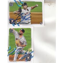 BLAKE TAYLOR ROOKIE & JOSE URQUIDRY AUTOGRAPH 2021 HOUSTON ASTROS WORLD CHAMPION