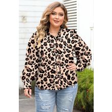 Leopard Flora Print Plus Size Shirt