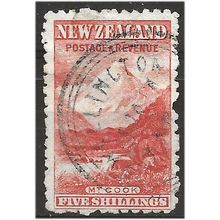 1903 SG317 5/- Deep Red Perf 11 Wmk NZ Star Good Used, cat £400.00 . ..