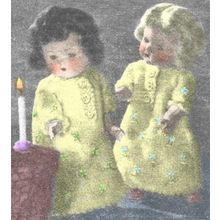 Doll Knitting Pattern 7 ½" Rosebud Twins Strewn Flowers Nightgown in 3ply Wool