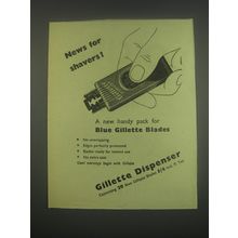 1949 Gillette Dispenser Razor Blades Ad - News for shavers