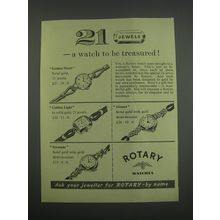 1955 Rotary Watches Ad - Golden Heart, Golden Light, Minuet, Serenade