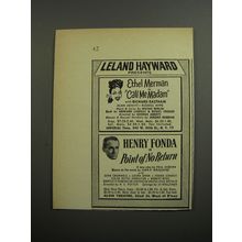 1952 Leland Hayward Plays Ad - Call me Madam and Point of No return