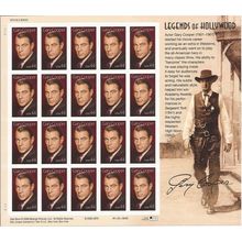 Gary Cooper Legends of Hollywood Sheet of Twenty 44 Cent Stamps Scott 4421