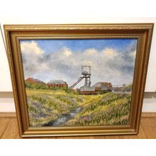 Vintage Framed Oil Painting J.C. Madgin Durham Colliery Mine signed on Board