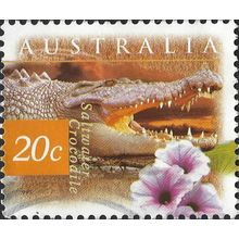 AUSTRALIA, FLOWER, Water Spinach, Saltwater Crocodile, yellow 1997, 20c, #3
