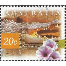 AUSTRALIA, FLOWER, Water Spinach, Saltwater Crocodile, yellow 1997, 20c, #4