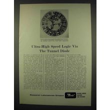 1962 Bendix Research Laboratories Ad - Tunnel Diode