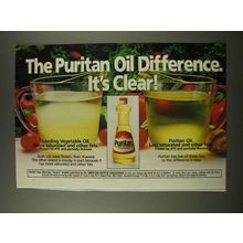 1986 Puritan Oil Ad - The Puritan Oil Difference. It's Clear!