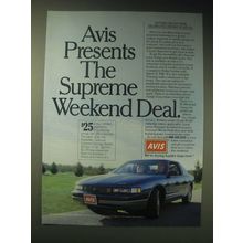 1989 Avis Rent a Car Ad - Avis presents the supreme weekend deal