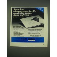 1989 Jandel Scientific SigmaScan Software Ad - SigmaScan measures areas