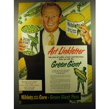 1950 Green Giant Corn and Peas Ad - Art Linkletter