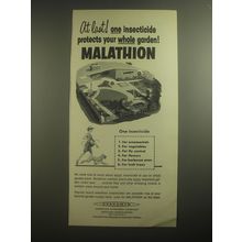 1956 Cyanamid Malathion Ad - At last! One insecticide protects