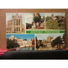 HISTORIC YORKSHIRE, county multiview used postcard 1976 pm =