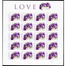 LOVE: Pansies in a Basket Collectible Stamp Sheet of Twenty Scott 4450