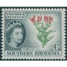 Southern Rhodesia 1953 4d red, green & indigo SG82 unused