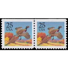 2283 25c Pheasant Fine MNH BPS Hor Pair Top V4698