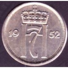 1952 Norway 10 Ore Coin