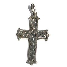 Sterling Silver Oxidized Bali Celtic double Spiral Cross Pendant