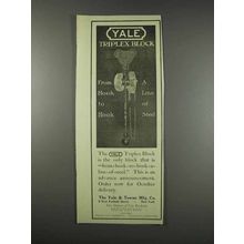 1913 Yale Triplex Block Ad - From Hook to Hook