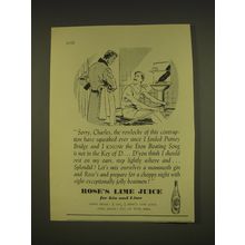 1955 Rose's Lime Juice Ad - Sorry, charles, the rowlocks of this contraption