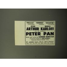 1951 Peter Pan Play Ad - Jean Arthur Boris Karloff in J.M. Barrie's Peter Pan