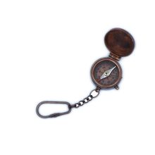 Pack Of 2] Antique Copper Compass Key Chain with Lid 5""