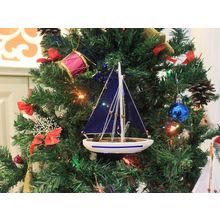 Pack Of 2] Wooden Blue Sailboat with Blue Sails Christmas Tree Ornament 9""
