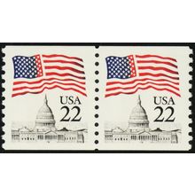 2115, MNH 22¢ Coil Pair Red Color Shift Error Freak * Stuart Katz