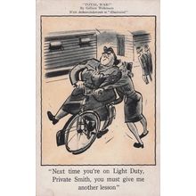 Women Soldiers On Bicycles Army WW1 Tucks Total War Comic Old Postcard
