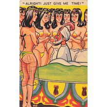 Indian Man Lots Of Wives Alright Just Give Me Time Old Comic Postcard