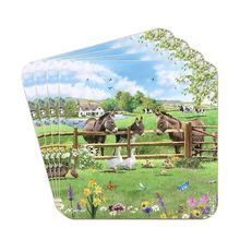Donkey Farm Coaster Set Tea Cup Coffee Mug 4 Drinks Mats Tableware