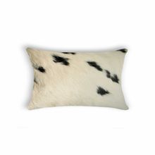 12" X 20" X 5" White And Black Cowhide Pillow