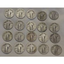 LOT107 US Silver Standing Liberty Quarters NO DATE qty 20