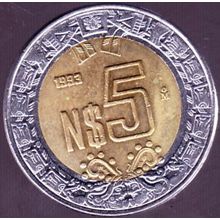 1993 Mexico 5 Nuevos Pesos Coin