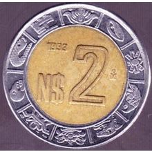1993 Mexico 2 Nuevos Pesos Coin
