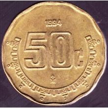 1994 Mexico 50 Centavos Coin