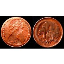 Australia One Cent 1969 Used. Coin Possum Queen Elizabeth II 1c QE II cm