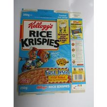 Kelloggs rice krispies 1998 Doodle Bubble Empty Cereal Box 250g