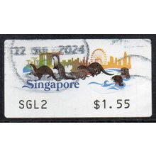 Singapore 2024 Otters & Singapore Skyline ATM Label $1.55 s/a Used (SGL2)
